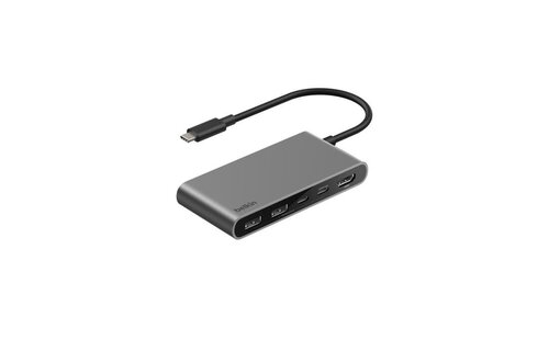 Belkin Connect 5 Port UCB-C Hub With Dual USB-C Ports 4K HDMI 100W - Gray
