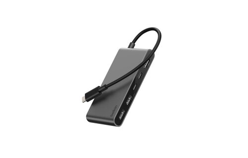 Belkin Connect 5 Port UCB-C Hub With Dual USB-C Ports 4K HDMI 100W - Gray