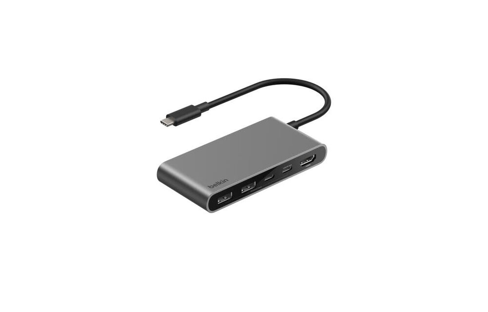 Belkin Connect 5 Port UCB-C Hub With Dual USB-C Ports 4K HDMI 100W - Gray