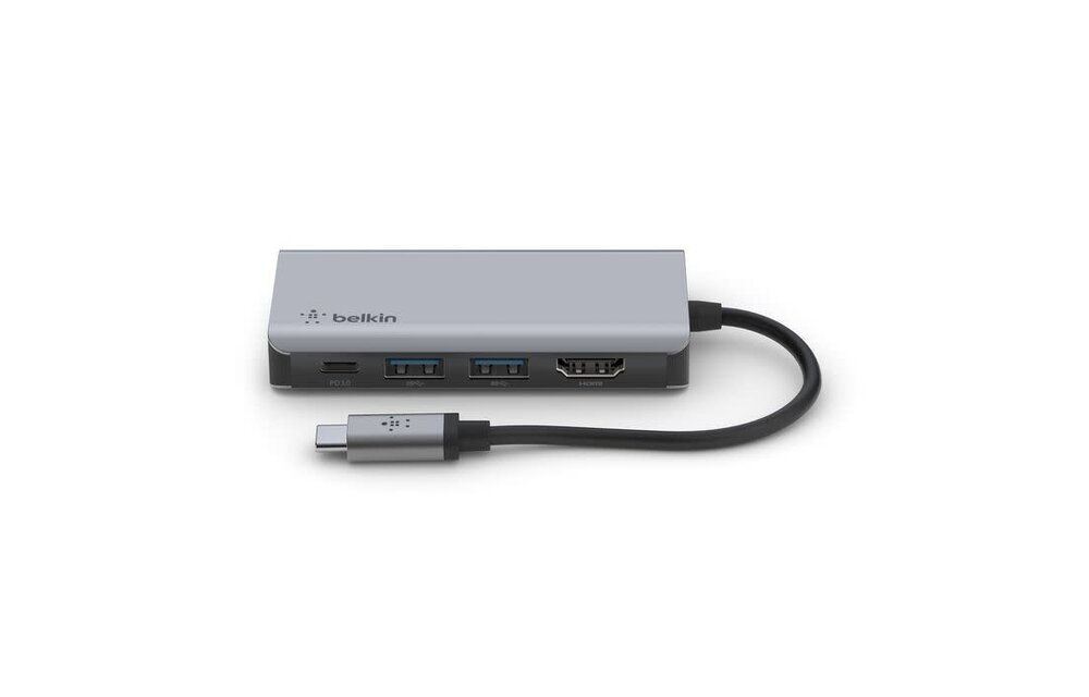Belkin Connect USB-C 4 in 1 Multiport Adapter 4K HDMI 100W - Space Gray