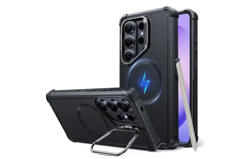 ESR Cyber Tough Magnetic Case With Versatile Stash Stand - Black