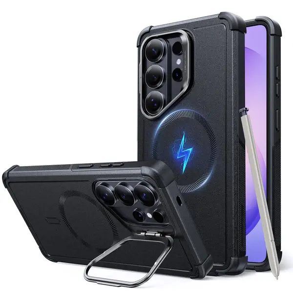 ESR Cyber Tough Magnetic Case With Versatile Stash Stand - Black
