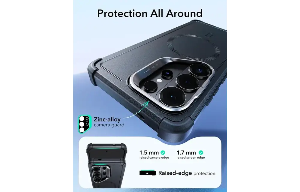ESR Cyber Tough Magnetic Case With Versatile Stash Stand - Black