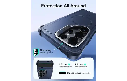 ESR Cyber Tough Magnetic Case With Versatile Stash Stand - Navy Blue