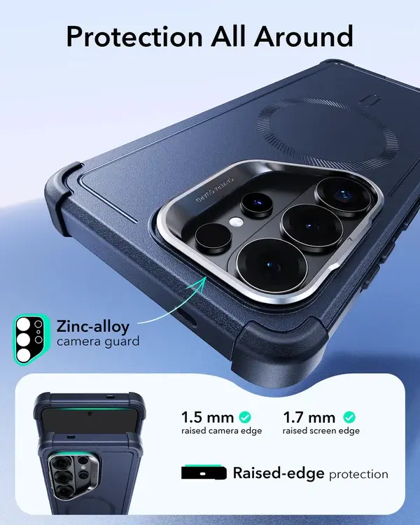 ESR Cyber Tough Magnetic Case With Versatile Stash Stand - Navy Blue