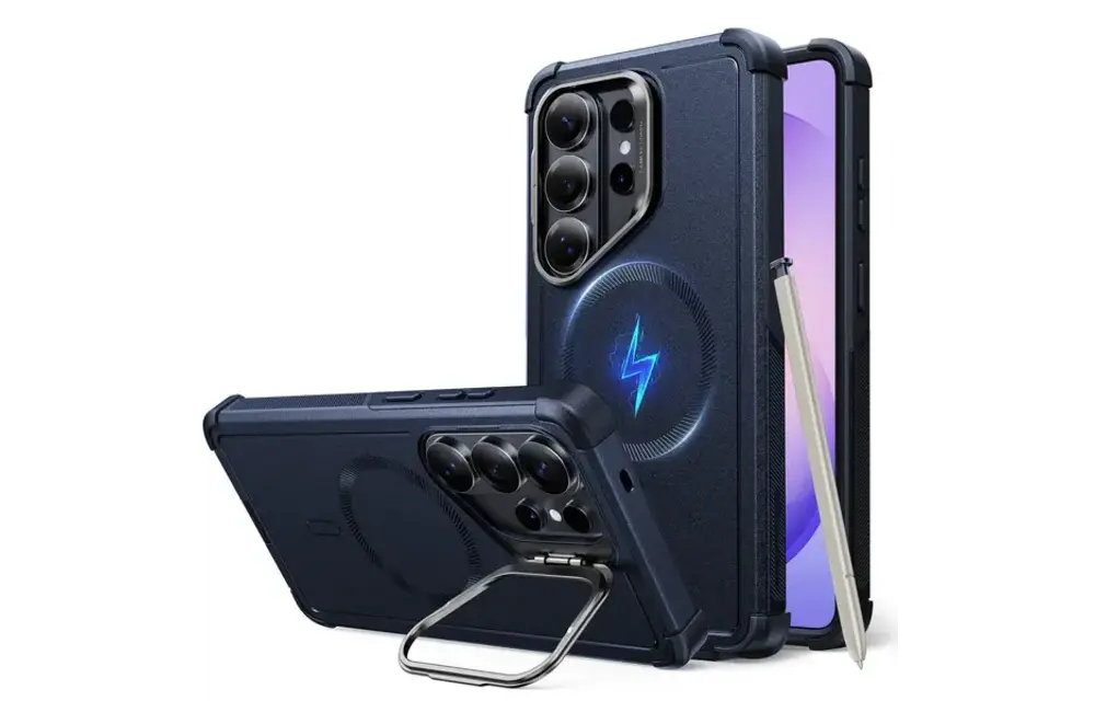 ESR Cyber Tough Magnetic Case With Versatile Stash Stand - Navy Blue