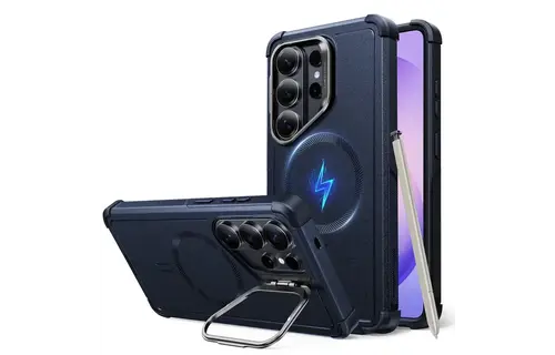 ESR Cyber Tough Magnetic Case With Versatile Stash Stand - Navy Blue