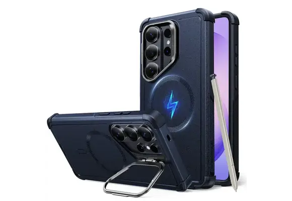 ESR Cyber Tough Magnetic Case With Versatile Stash Stand - Navy Blue
