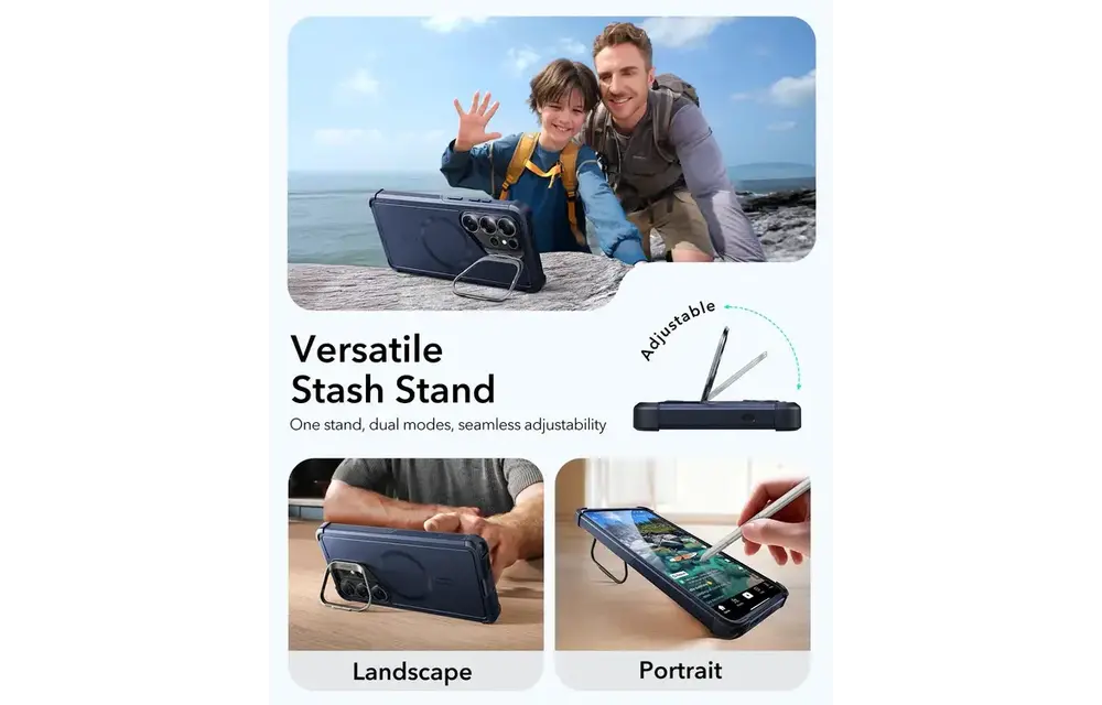 ESR Cyber Tough Magnetic Case With Versatile Stash Stand - Navy Blue