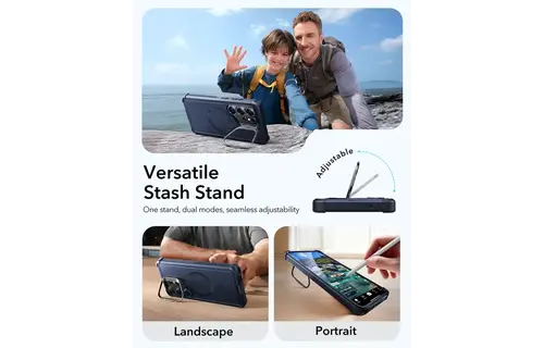 ESR Cyber Tough Magnetic Case With Versatile Stash Stand - Navy Blue