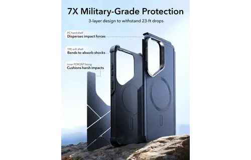 ESR Cyber Tough Magnetic Case With Versatile Stash Stand - Navy Blue