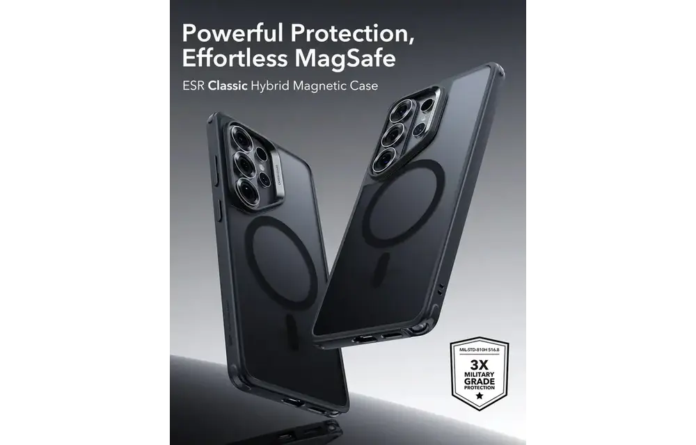 ESR Classic Hybrid Magnetic case With 3x Military Grade Protection - Black