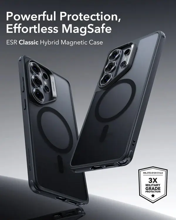ESR Classic Hybrid Magnetic case With 3x Military Grade Protection - Black
