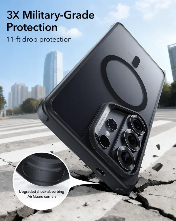 ESR Classic Hybrid Magnetic case With 3x Military Grade Protection - Black