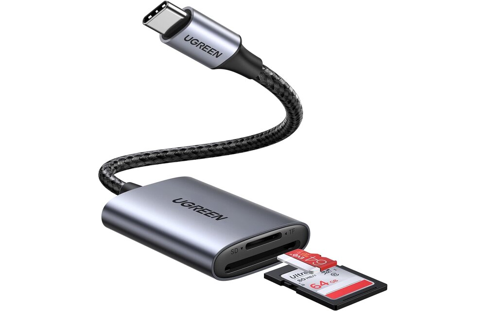 UGREEN 2 in 1 USB-C SD/TF Card Reader With Dual Card Reading - Gray