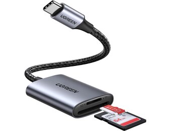 UGREEN 2 in 1 USB-C SD/TF Card Reader With Dual Card Reading - Gray