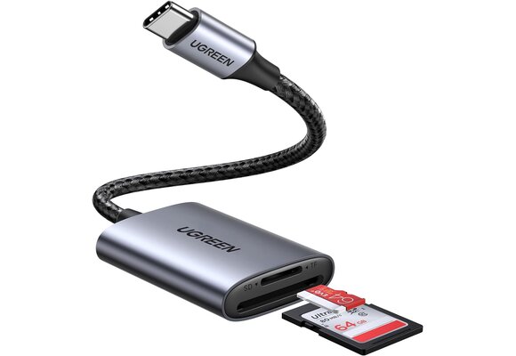 UGREEN 2 in 1 USB-C SD/TF Card Reader With Dual Card Reading - Gray