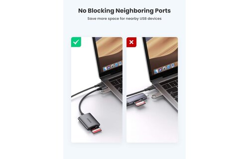 UGREEN 2 in 1 USB-C SD/TF Card Reader With Dual Card Reading - Gray