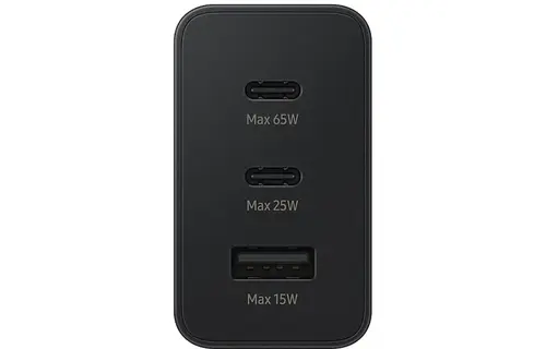 Samsung Super Fast Charging Power Adapter Trio 2X USB-C, 1X USB-A, 65W - Black