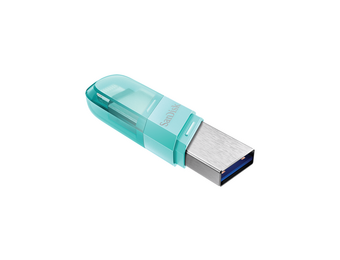 Sandisk iXpand Flash Drive Flip for iPhone, iPad and Computer - 128GB Ice Mint