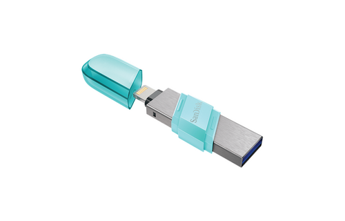 Sandisk iXpand Flash Drive Flip for iPhone, iPad and Computer - 128GB Ice Mint
