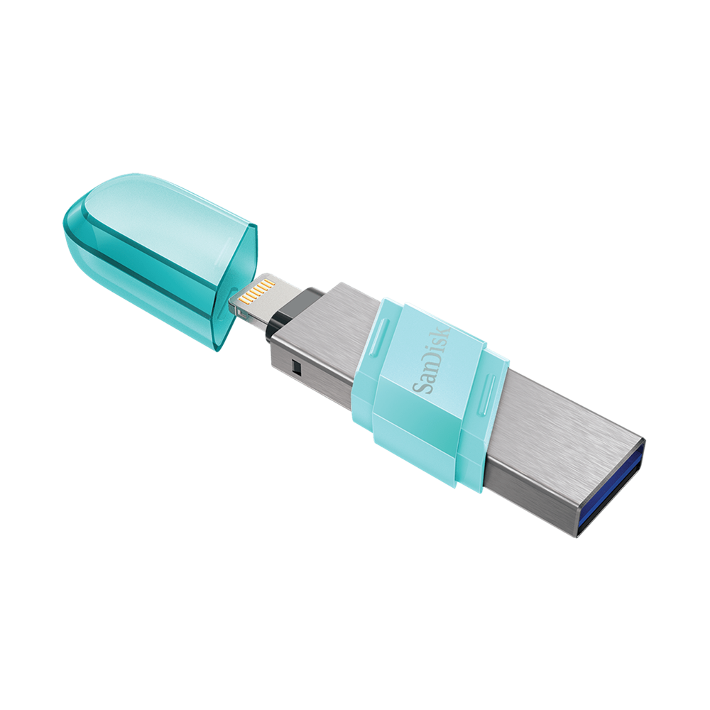 Sandisk iXpand Flash Drive Flip for iPhone, iPad and Computer - 128GB Ice Mint