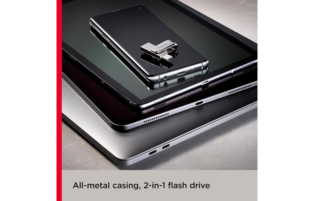 SanDisk Ultra Dual Drive Luxe USB Type-C Flash Drive 400MB/s Silver - 256GB