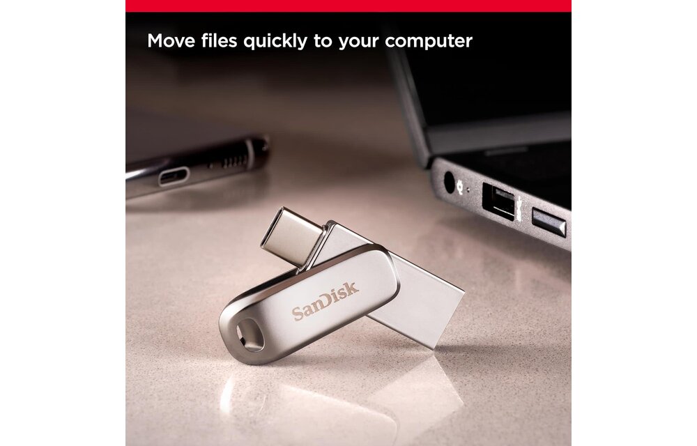 SanDisk Ultra Dual Drive Luxe USB Type-C Flash Drive 400MB/s Silver - 256GB