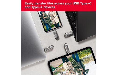 SanDisk Ultra Dual Drive Luxe USB Type-C Flash Drive 400MB/s Silver - 256GB