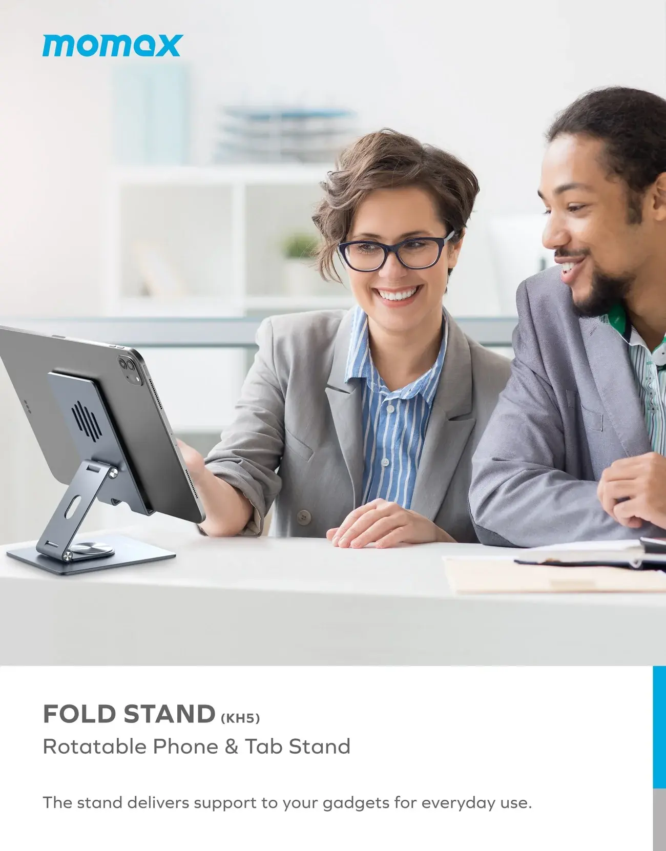 Momax Fold Stand 360 Rotation Phone & tab Stand - Titanium