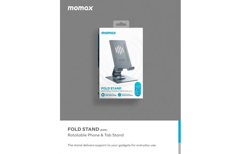 Momax Fold Stand 360 Rotation Phone & tab Stand - Titanium