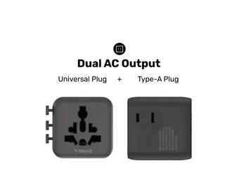 Momax 1-World Universal Travel Charger with Dual AC - Black
