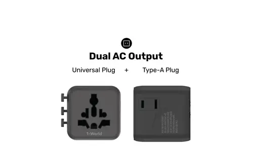 Momax 1-World Universal Travel Charger with Dual AC - Black