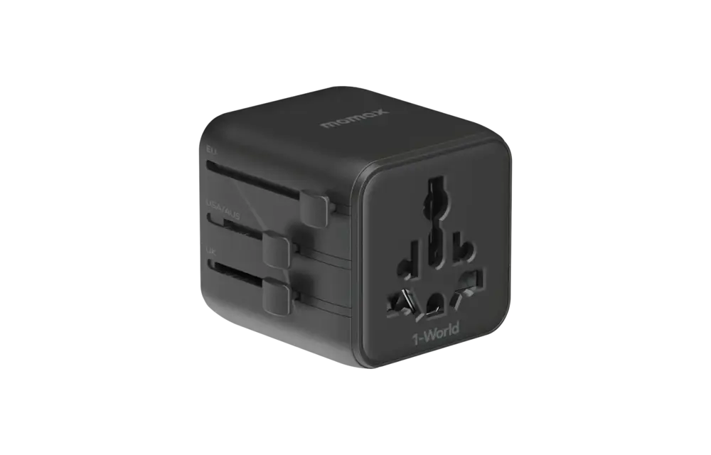 Momax 1-World Universal Travel Charger with Dual AC - Black