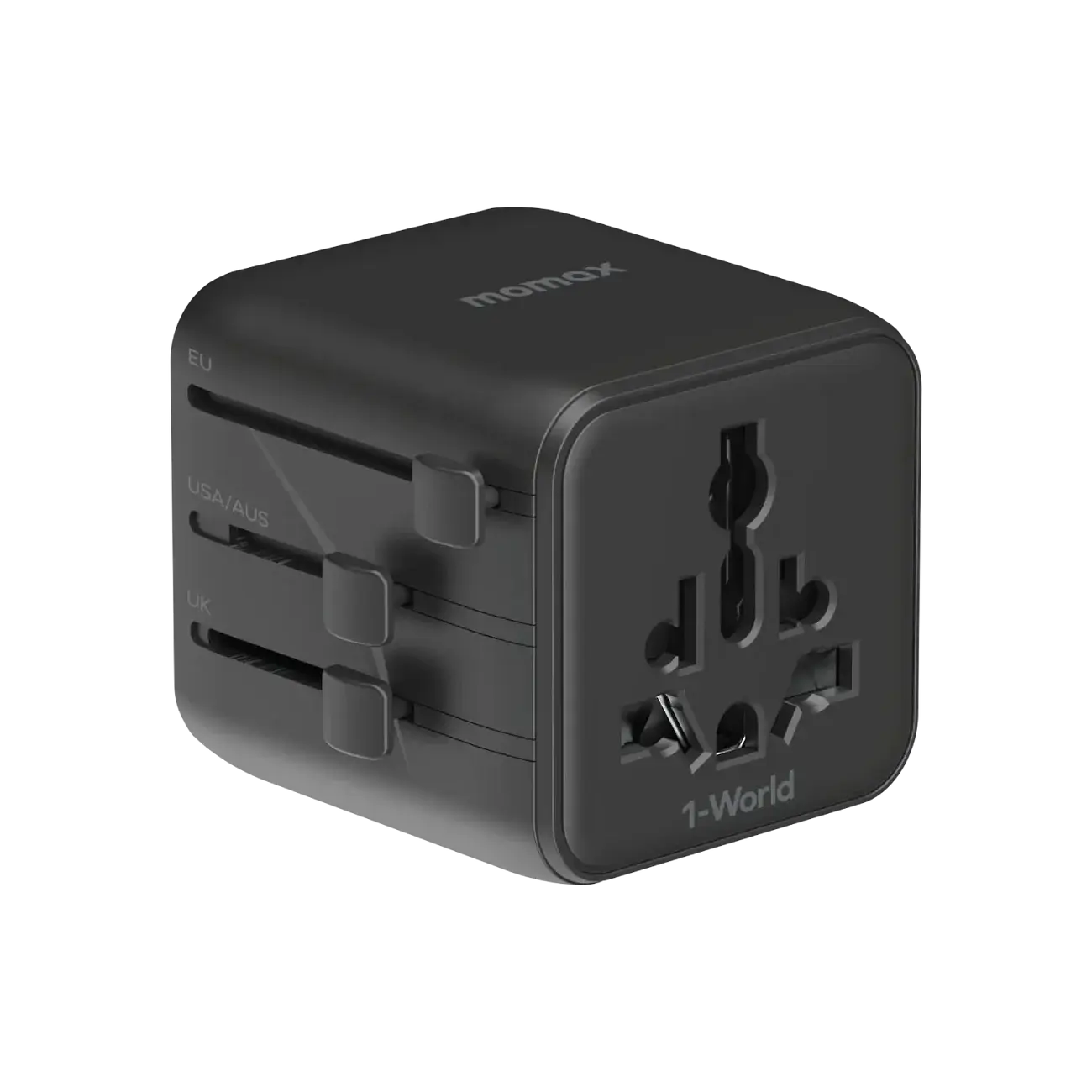 Momax 1-World Universal Travel Charger with Dual AC - Black