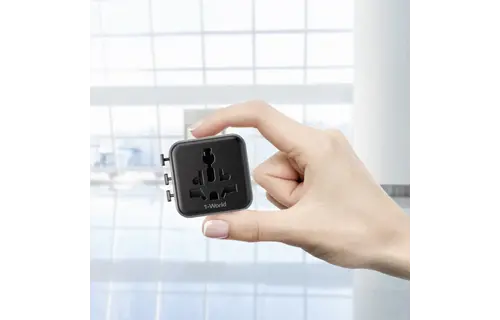 Momax 1-World Universal Travel Charger with Dual AC - Black