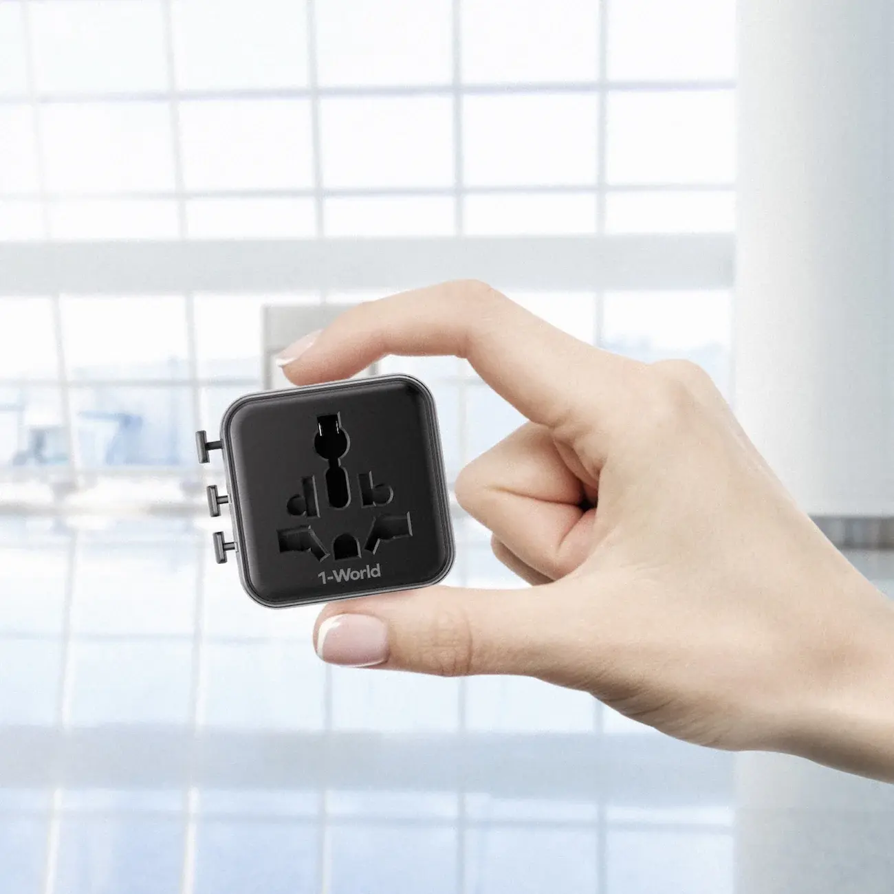Momax 1-World Universal Travel Charger with Dual AC - Black