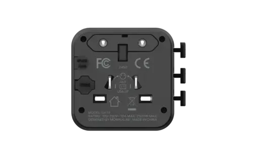 Momax 1-World Universal Travel Charger with Dual AC - Black
