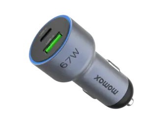 Momax MoVe Dual Port Car Charger 67W Fast Charging - Gray