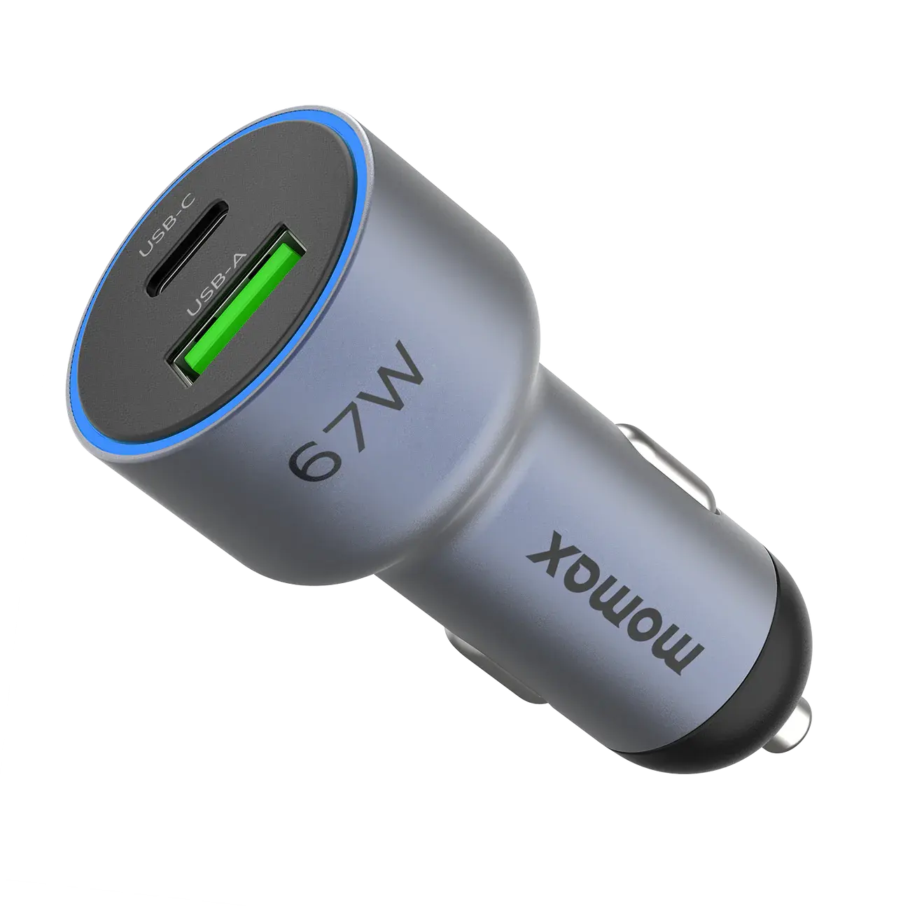 Momax MoVe Dual Port Car Charger 67W Fast Charging - Gray