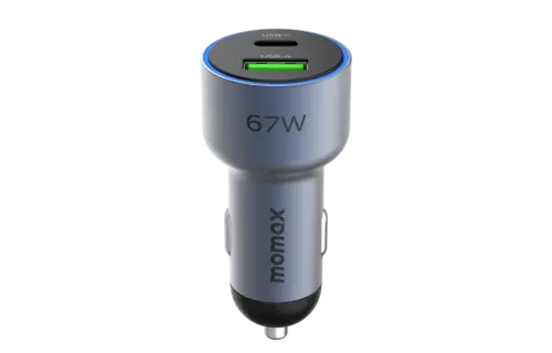 Momax MoVe Dual Port Car Charger 67W Fast Charging - Gray
