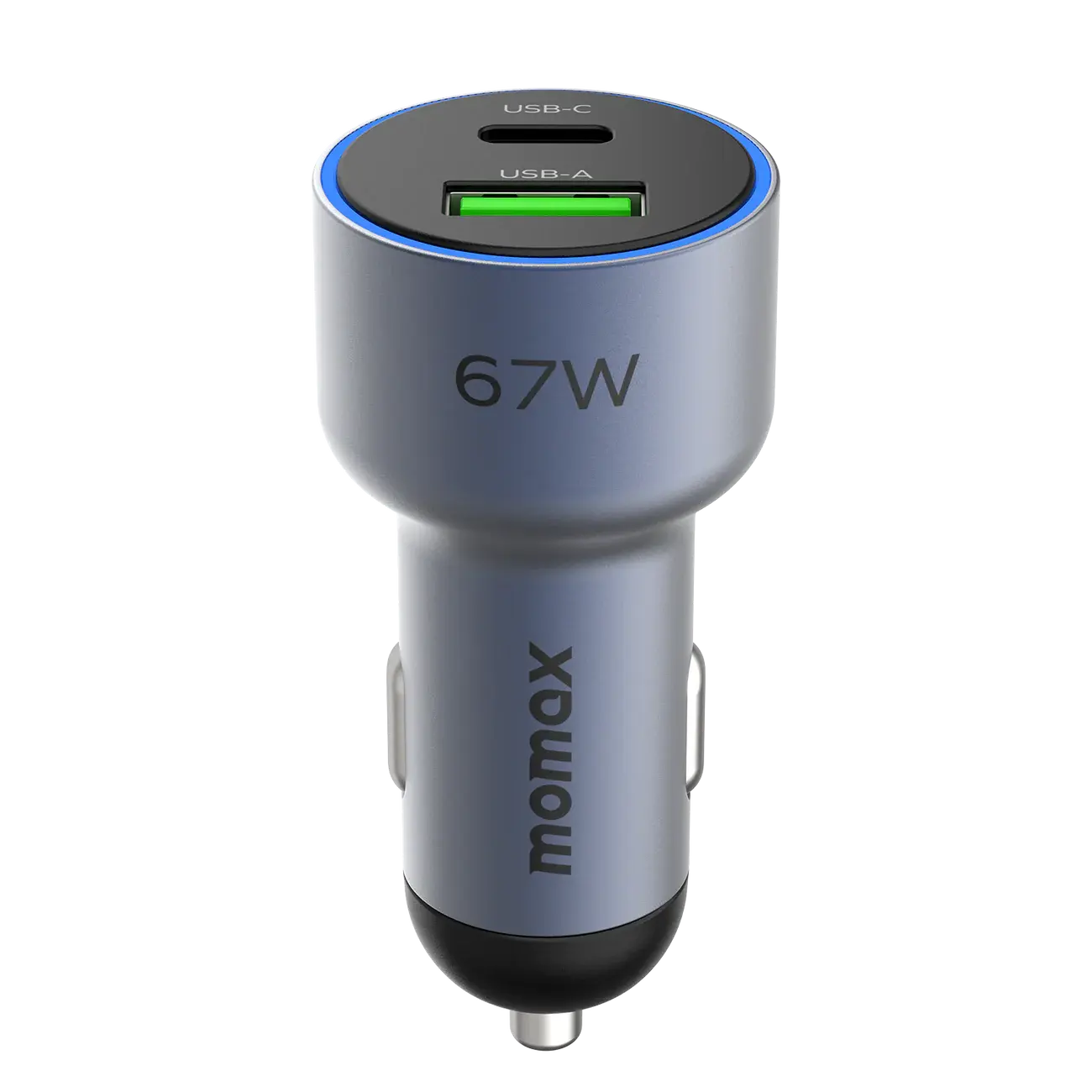 Momax MoVe Dual Port Car Charger 67W Fast Charging - Gray