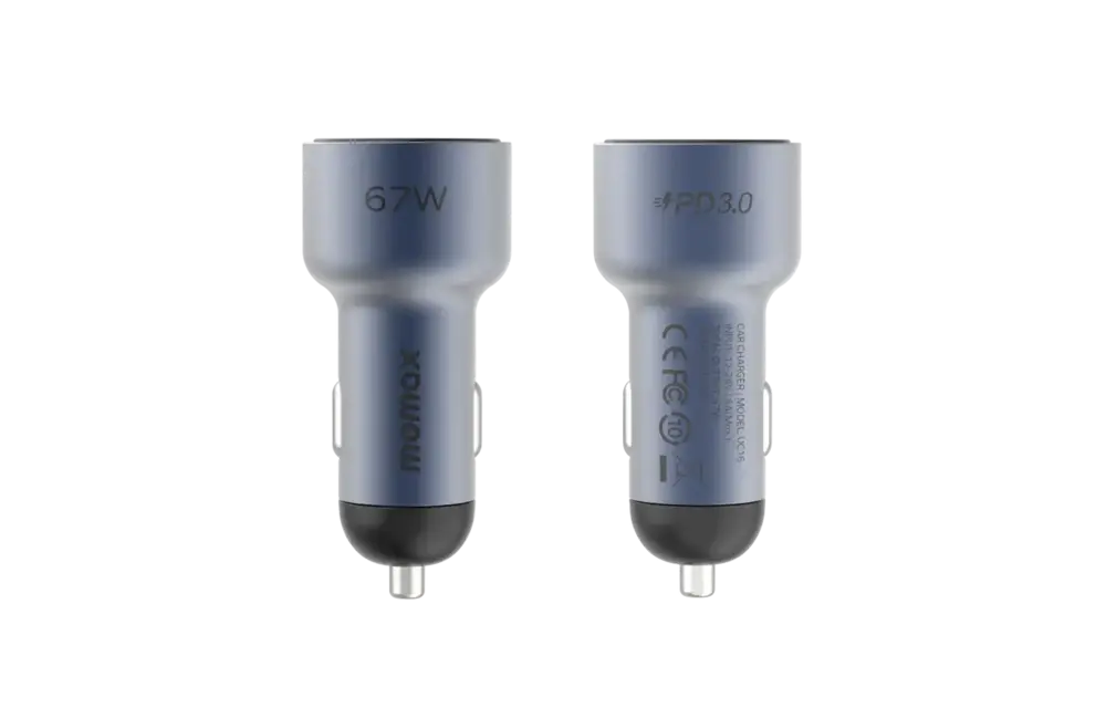 Momax MoVe Dual Port Car Charger 67W Fast Charging - Gray