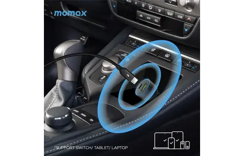 Momax MoVe Dual Port Car Charger 67W Fast Charging - Gray