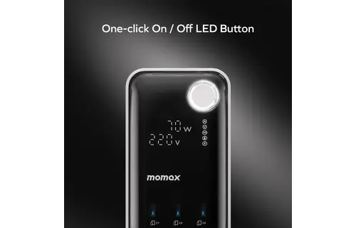 Momax 1-Charge Work Flow 6-Outlet Digital Display Power Tower with USB 70W - White