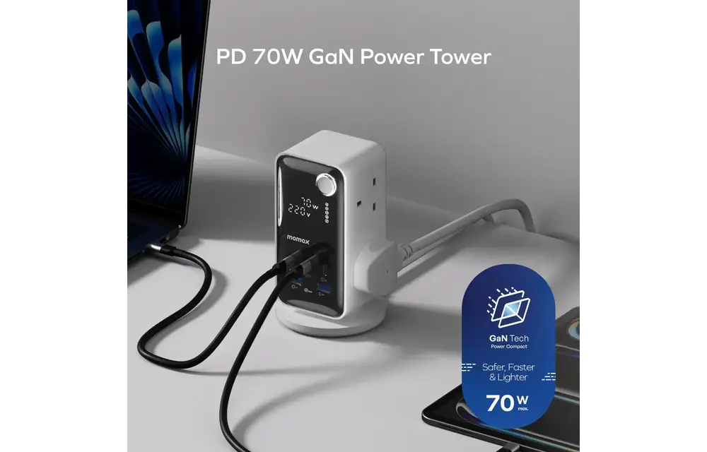 Momax 1-Charge Work Flow
6-Outlet Digital Display Power Tower with USB 70W - White
