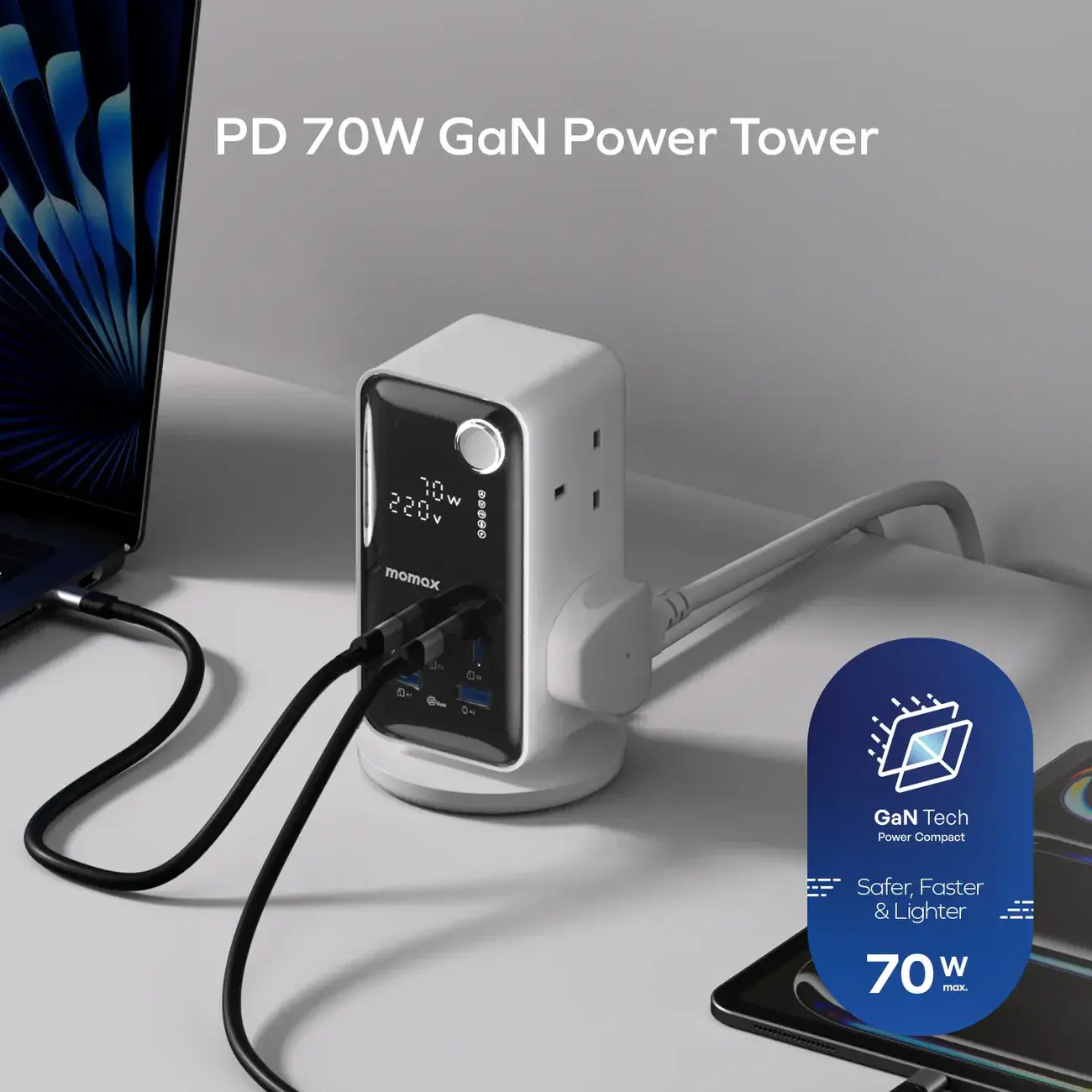 Momax 1-Charge Work Flow
6-Outlet Digital Display Power Tower with USB 70W - White