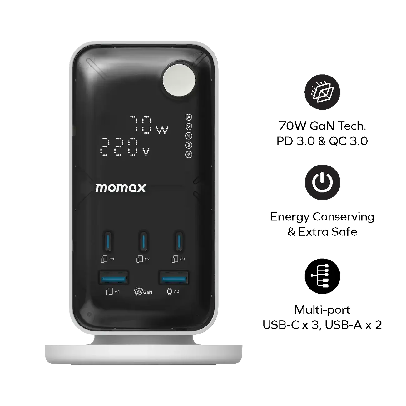 Momax 1-Charge Work Flow
6-Outlet Digital Display Power Tower with USB 70W - White