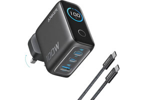 Anker Charger, 100W Max USB C Charger, 3-Port GaN and Ultra-Compact Smart Display and Touch Control - Space Black