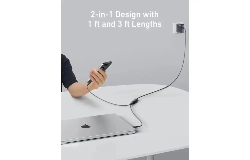 Anker  USB-C to USB-C 2 in 1 Braided Cable For High Power Device s 6ft 140W - Black